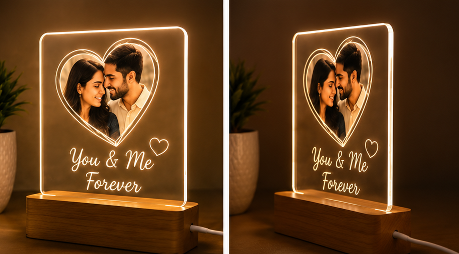Personalized LED Acrylic Photo Lamp – You & Me Forever - Image 2