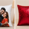 Personalized Magic Sequin Photo Cushion – Red
