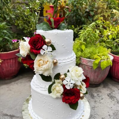 Elegant 3 Tier Floral Anniversary Cake- 4 pound