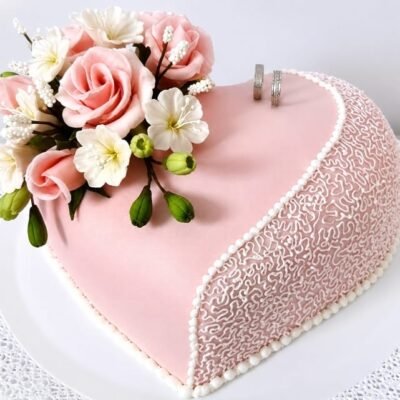 Blush Rose Heart Cake