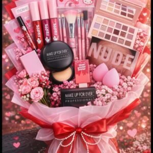 Luxury Pink Makeup Bouquet Gift with Beauty Essentials