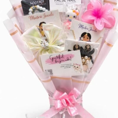 Luxury Women's Gift Bouquet with Jewelry, Hair Accessories & False Nails