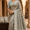 blue Palmera Premium Soft Silk Saree with Floral Woven Design