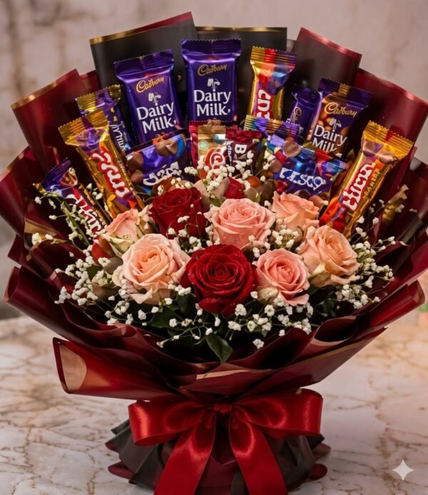 Sweet Romance Chocolate & Rose Bouquet