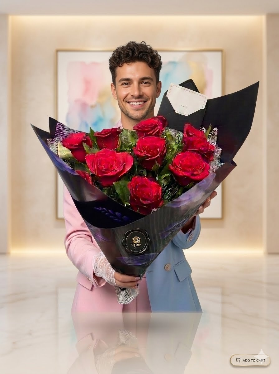 Midnight Gala Red Rose Bunch - Image 2