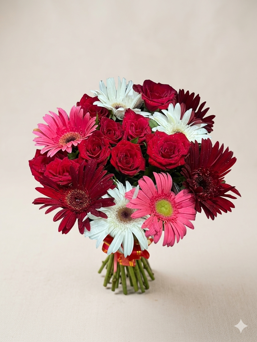 Premium Gerbera & Red Rose Bouquet - Image 3
