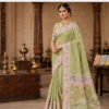 light_green Palmera Premium Peach Soft Silk Saree with Floral Woven Design