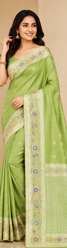 Soft Silk Saree with Floral Woven Border