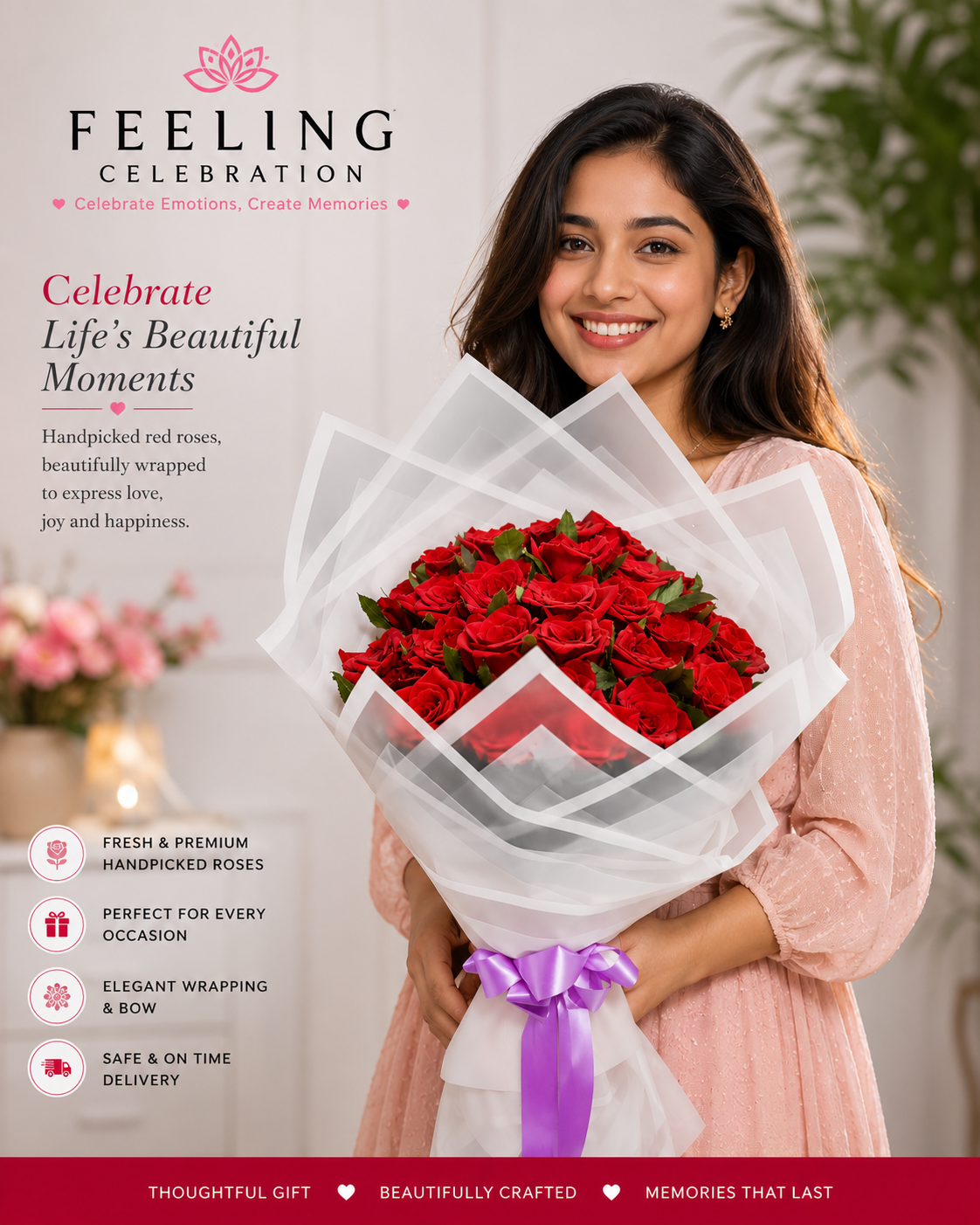 Crimson Romance Red Rose Bouquet - Image 3