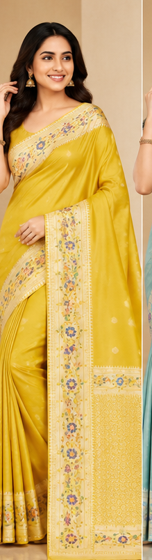Soft Silk Saree with Floral Woven Border