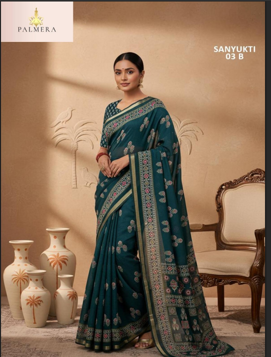 p1 Palmera Sanyukti 03 Cotton Printed Saree with Unstitched Blouse