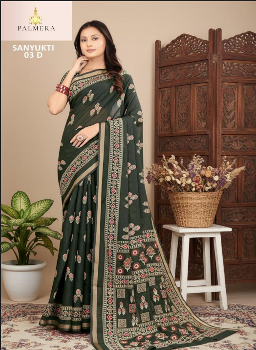 p1 Palmera Sanyukti 03 Cotton Printed Saree with Unstitched Blouse