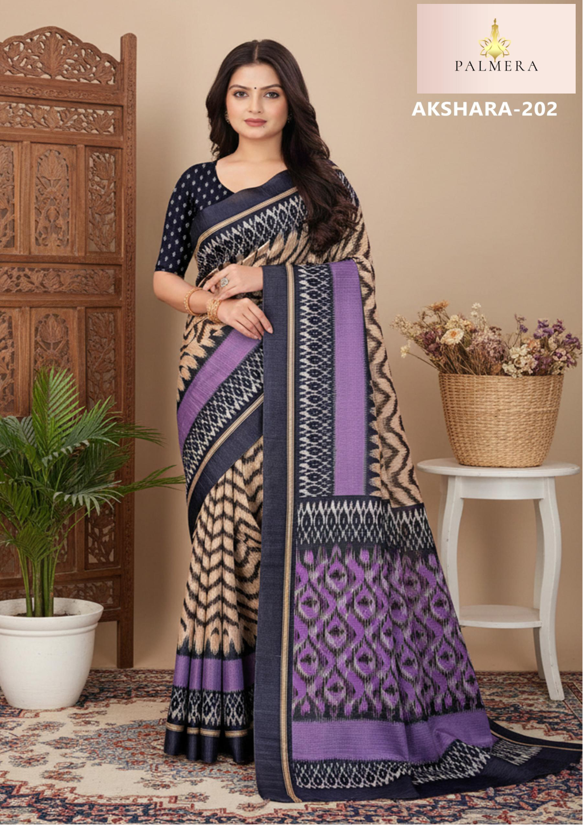 Palmera Akshara Silk Printed Saree - Image 7