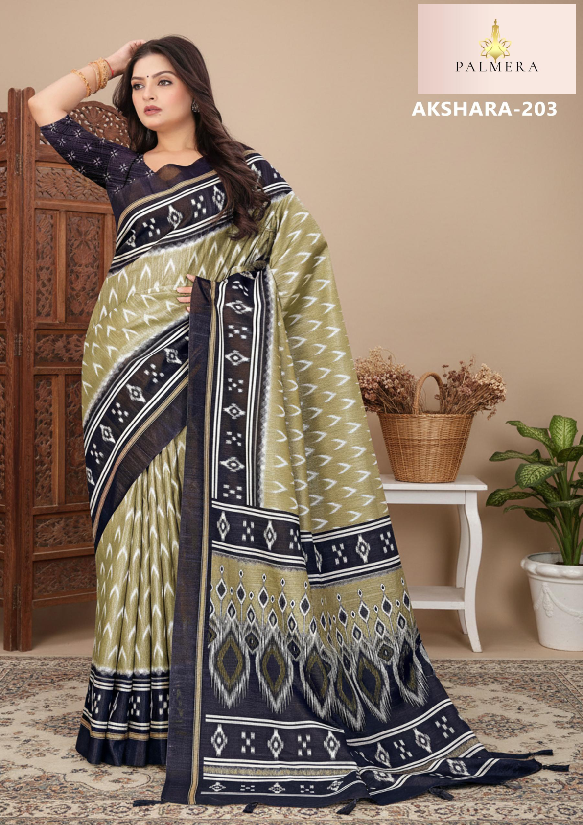 Palmera Akshara Silk Printed Saree - Image 6