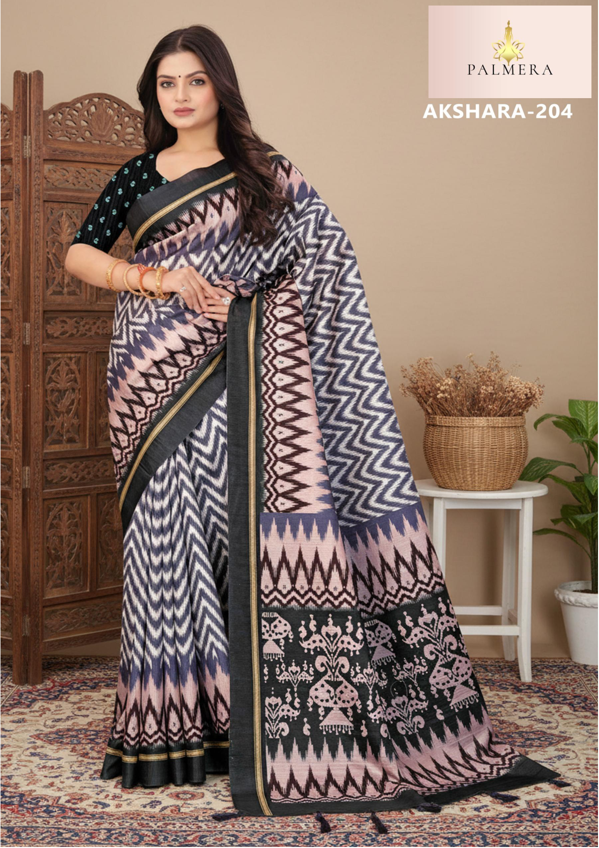 Palmera Akshara Silk Printed Saree - Image 5