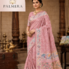 pink Palmera Premium Peach Soft Silk Saree with Floral Woven Design