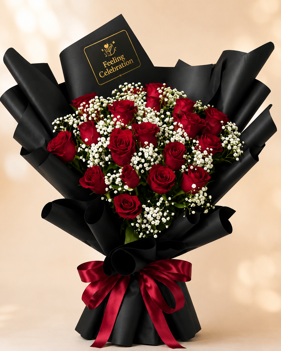 Royal Red Rose & Baby’s Breath Bouquet