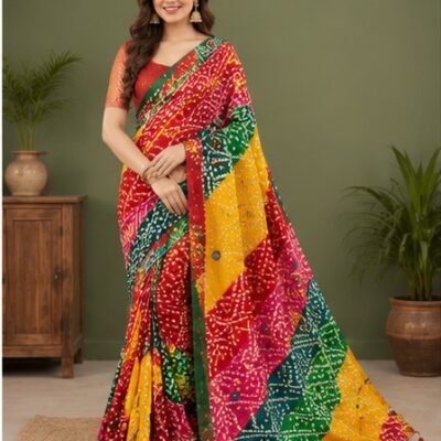 Bandhini Multicolour Printed Designer Saree