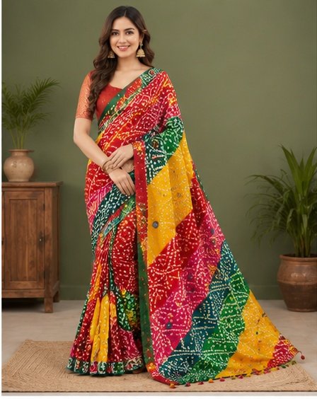 Bandhini Multicolour Printed Designer Saree