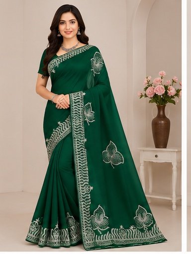 Designer Floral Embroidery Saree