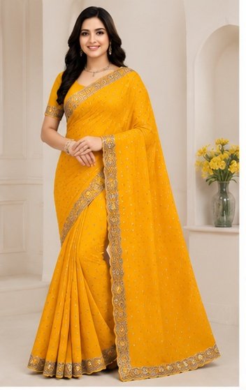 Satin Fabric Fancy Sirokshi Saree - Image 3