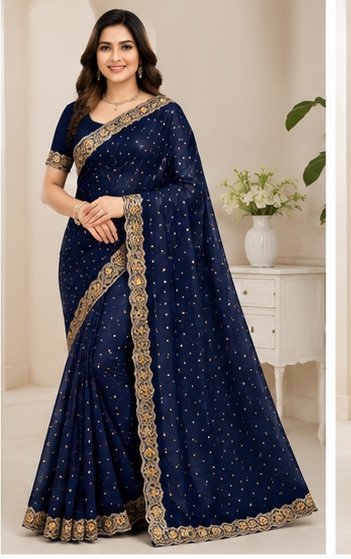 Satin Fabric Fancy Sirokshi Saree - Image 4