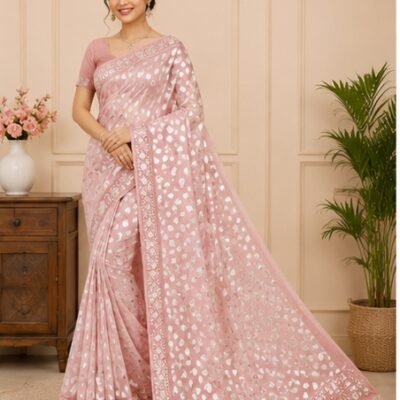 Pastel Mint Paisley Printed Designer Saree