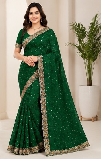 Satin Fabric Fancy Sirokshi Saree - Image 5