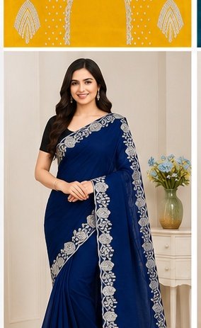 Designer Floral Embroidery Saree - Image 6