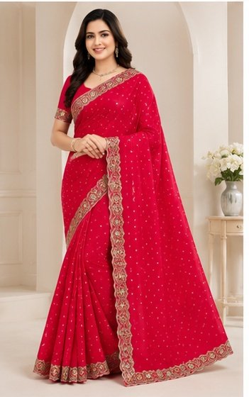 Satin Fabric Fancy Sirokshi Saree - Image 6