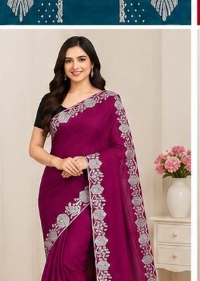 Designer Floral Embroidery Saree