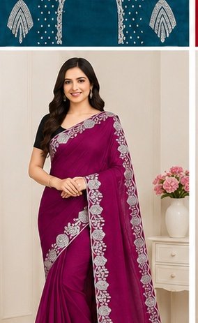 Designer Floral Embroidery Saree