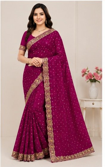 Satin Fabric Fancy Sirokshi Saree - Image 7
