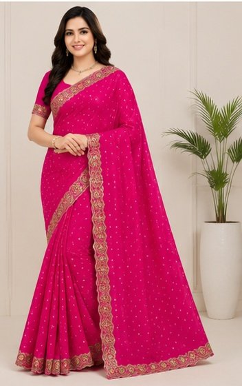 Satin Fabric Fancy Sirokshi Saree - Image 9