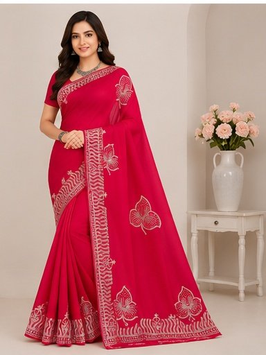 Designer Floral Embroidery Saree - Image 9