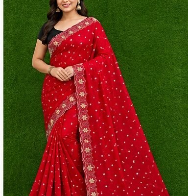 Satin Fabric Sirokshi Work Designer Saree