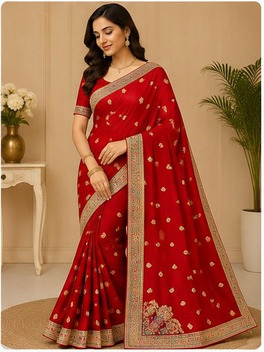 Royal Blue Gold Embroidered Designer Saree - Image 2