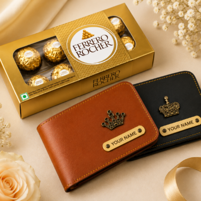 Personalized Couple Wallet & Ferrero Rocher Gift Combo | Feeling Celebration