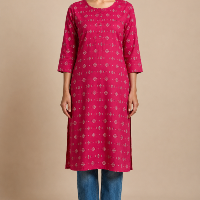 Pink Printed Straight Kurta | Feeling Celebration