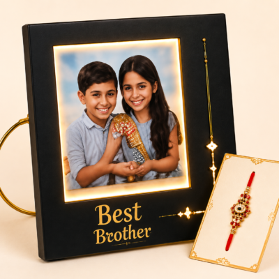 Best Brother LED Photo Frame with Designer Rakhi