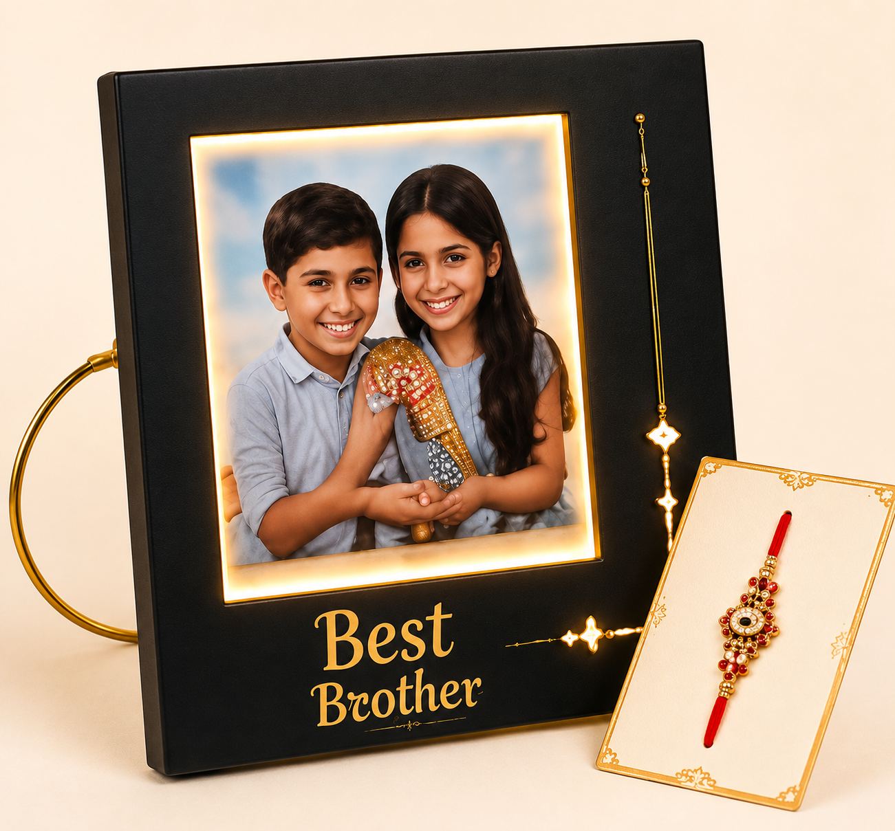 Best Brother LED Photo Frame with Designer Rakhi