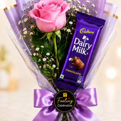 Pink Rose & Dairy Milk Chocolate Bouquet
