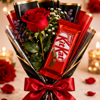 Crimson Rose & KitKat Delight Bouquet