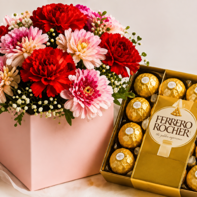 Ferrero Rocher Chocolate & Mixed Flower Box Combo