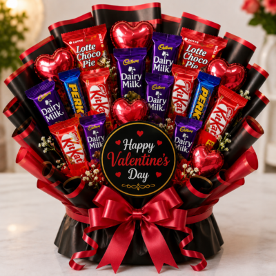 Happy Valentine’s Day Chocolate Bouquet – Premium Valentine Gift