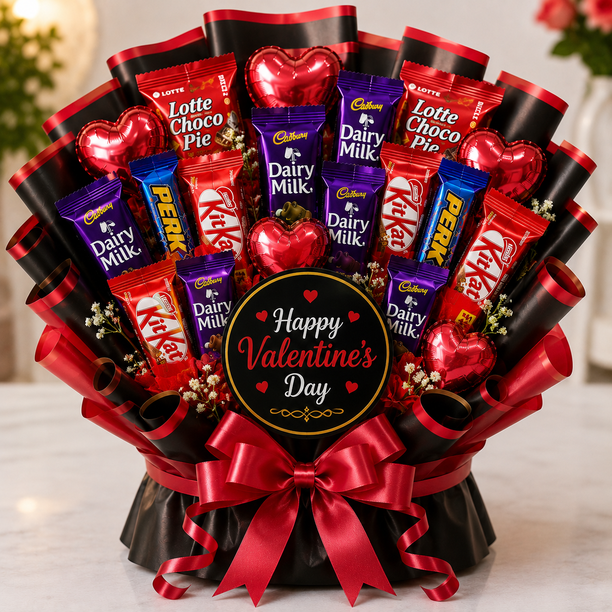 Happy Valentine’s Day Chocolate Bouquet – Premium Valentine Gift