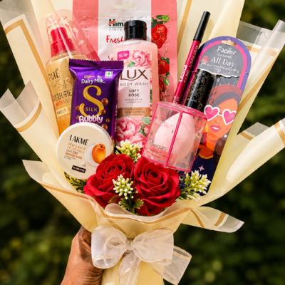 Luxury Beauty & Chocolate Bouquet – Red Rose Gift
