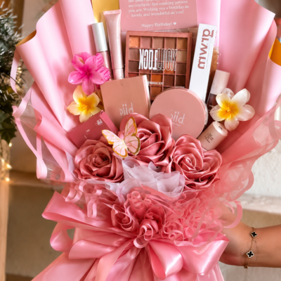 Pink Luxury Makeup Gift Bouquet – Birthday Beauty Hamper