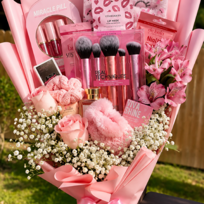 Pink Luxury Beauty Bouquet – Makeup & Self-Care Gift Hamper