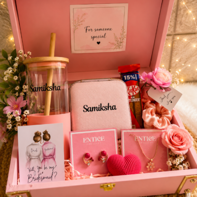 Personalized Pink Bridesmaid Gift Hamper – Luxury Proposal Box